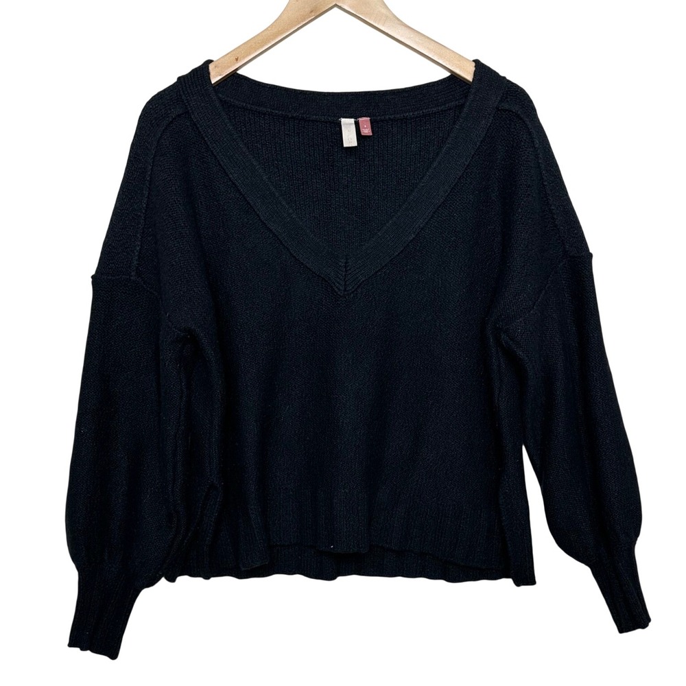 Pilcro Anthropologie Deep V-neck Oversized Knit Sweater size Small Black